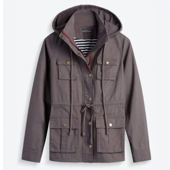 Market & Spruce Chaplin Hooded Anorak Jacket Womens Sz M Military Utility Cargo - Picture 1 of 15